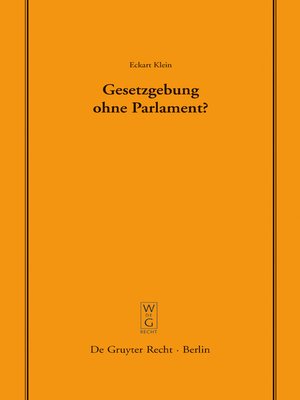 cover image of Gesetzgebung ohne Parlament?